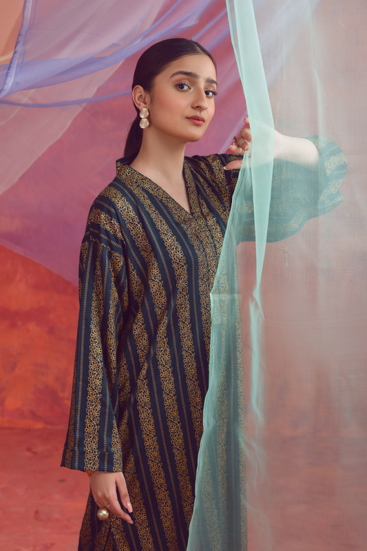 2 PC Unstitched | Printed Linen Shirt +  Trouser