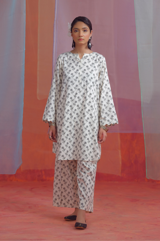 2 PC Unstitched | Printed Linen Shirt +  Trouser