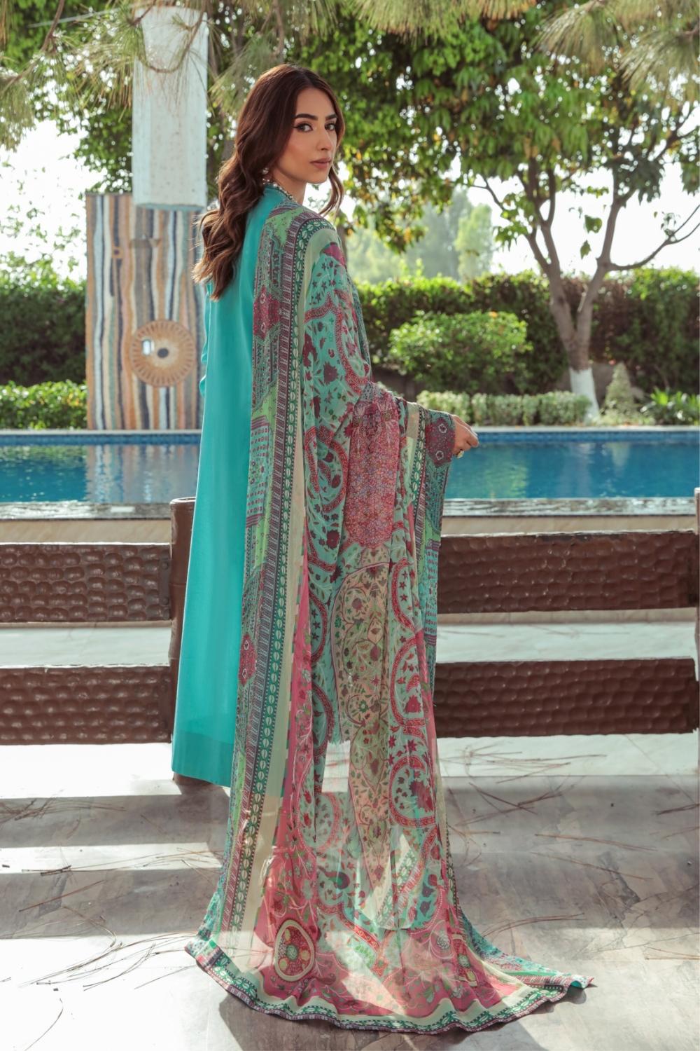 3 PC Unstitched Embroidered Suit | Chiffon Dupatta