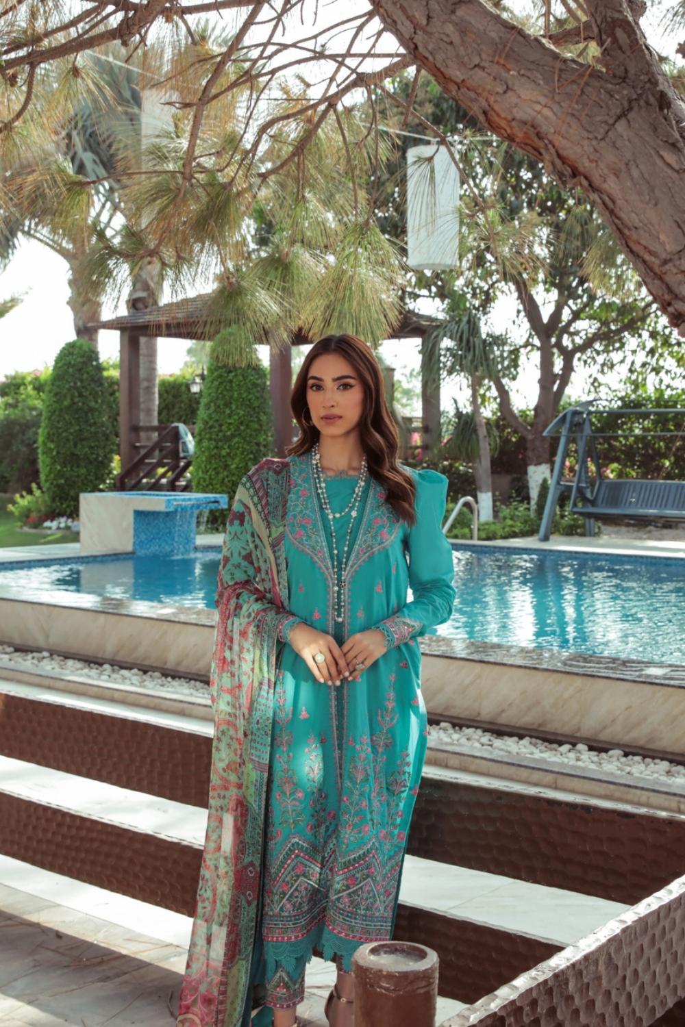 3 PC Unstitched Embroidered Suit | Chiffon Dupatta