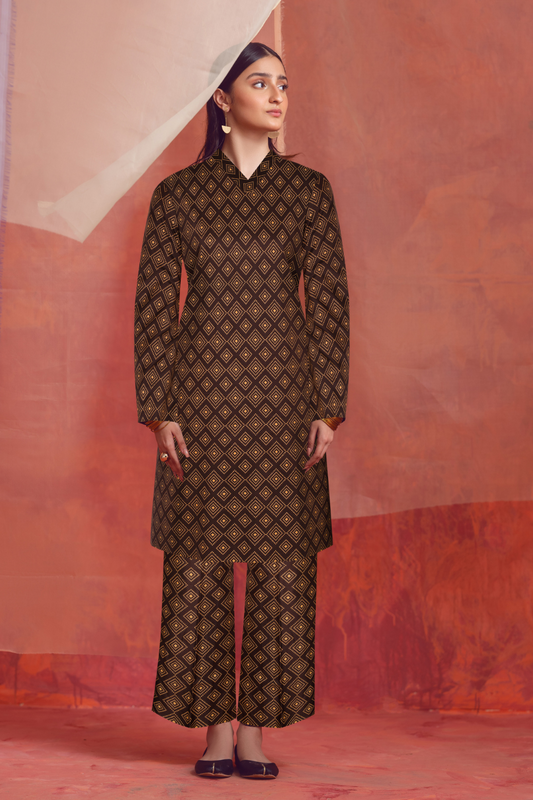 2 PC Unstitched | Printed Linen Shirt +  Trouser