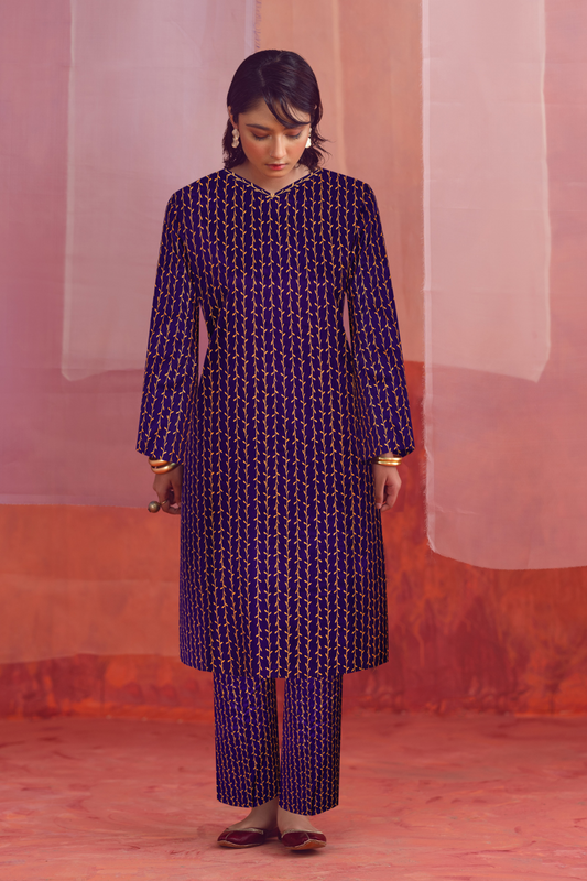 2 PC Unstitched | Printed Linen Shirt +  Trouser