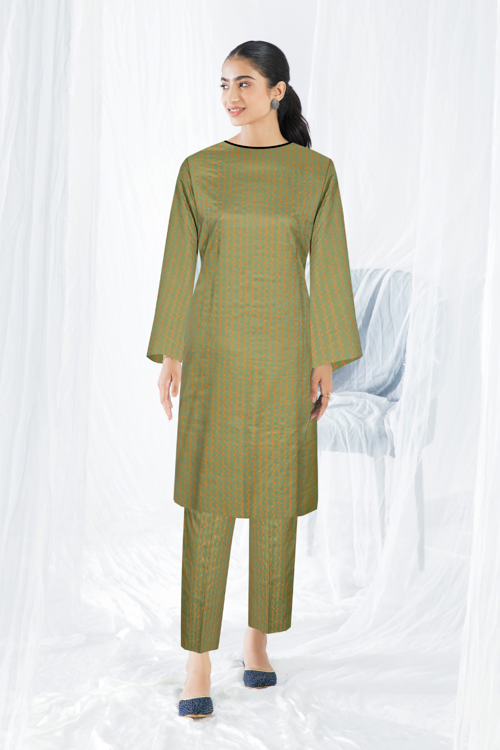 2 PC Unstitched | Printed Linen Shirt +  Trouser