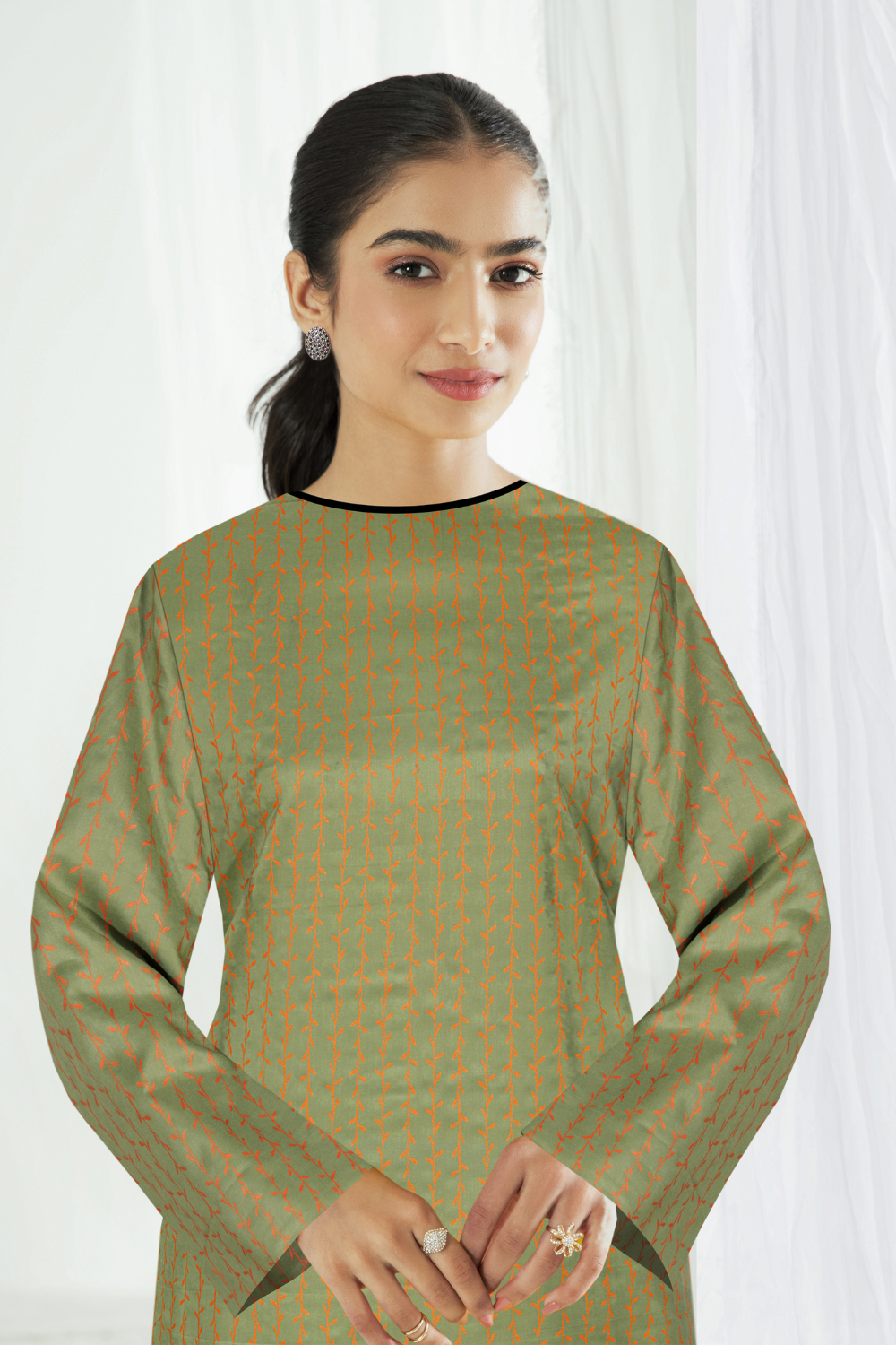 2 PC Unstitched | Printed Linen Shirt +  Trouser