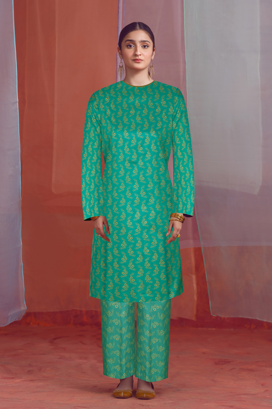 2 PC Unstitched | Printed Linen Shirt +  Trouser