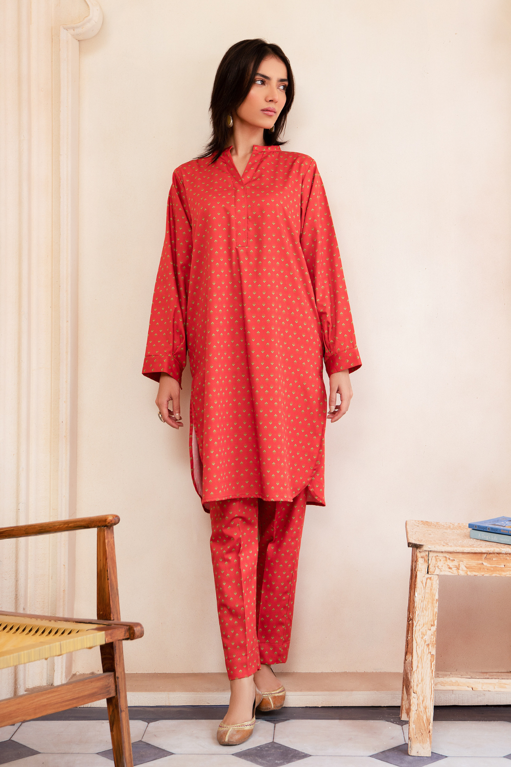 2 PC Stitched | Cotton Satin  Printed Shirt + Trouser