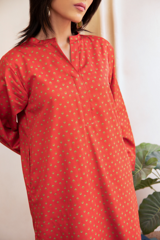 2 PC Stitched | Cotton Satin  Printed Shirt + Trouser