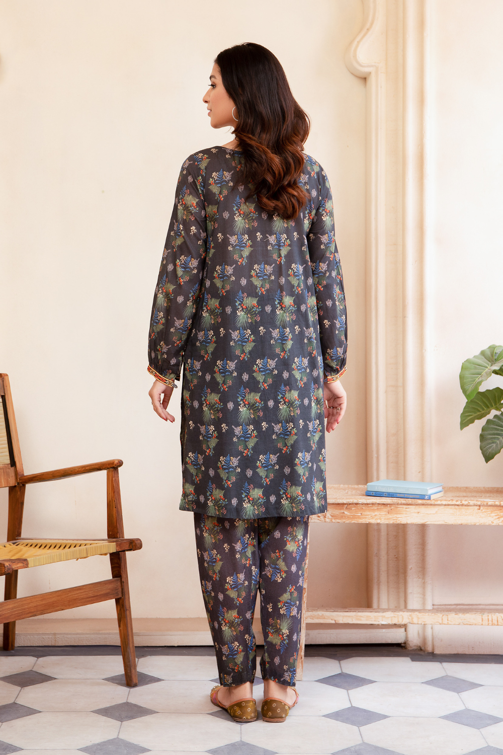 2 PC Stitched | Cotton Satin Printed Shirt + Shalwar