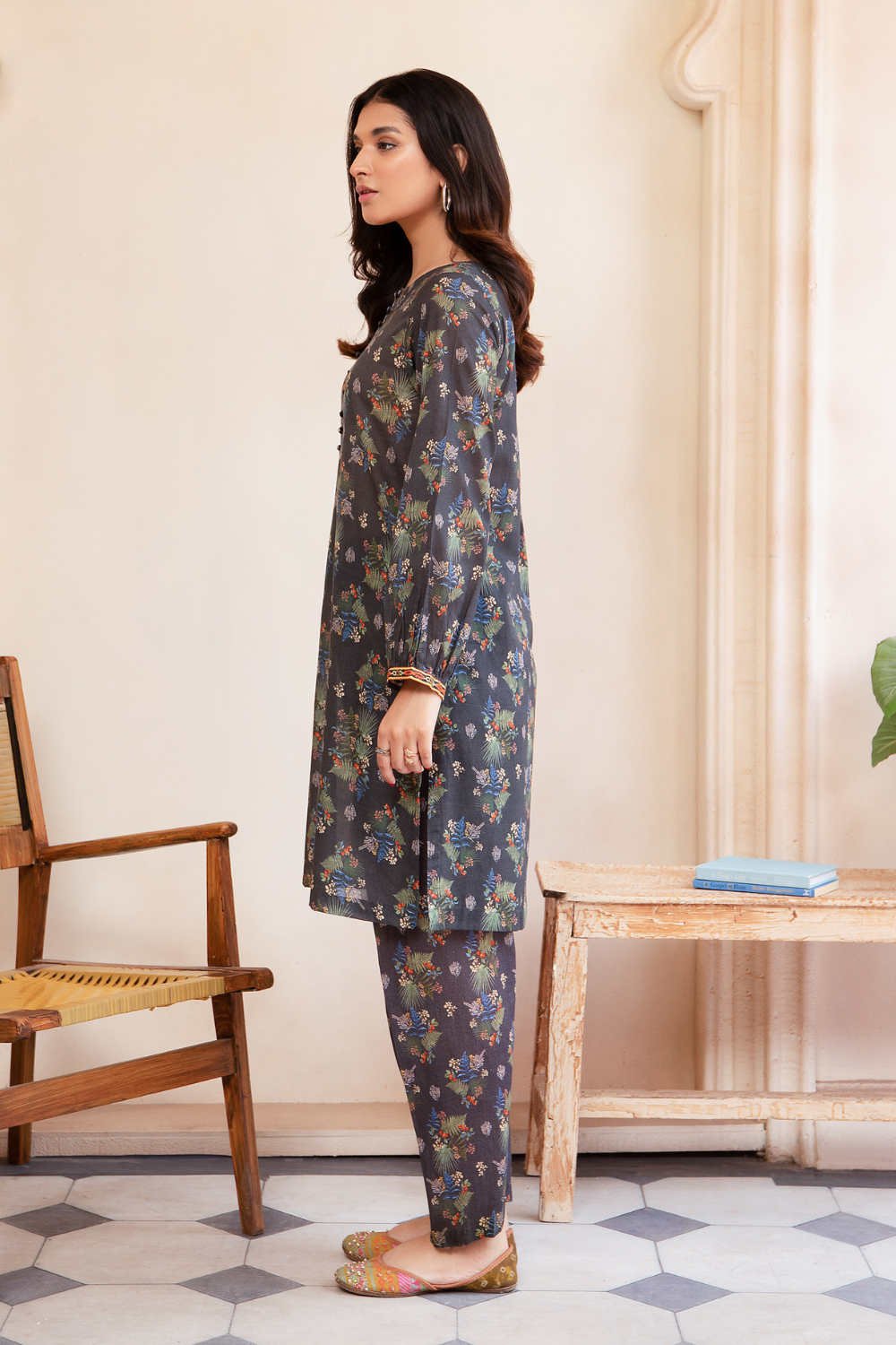 2 PC Stitched | Cotton Satin Printed Shirt + Shalwar