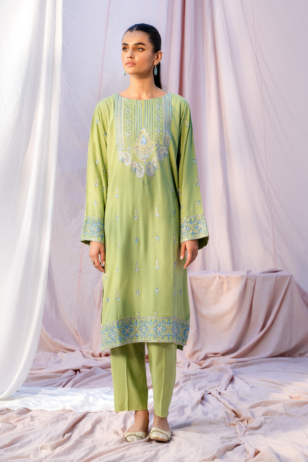 2 PC Stitched | Linen Embroidered Shirt + Trouser