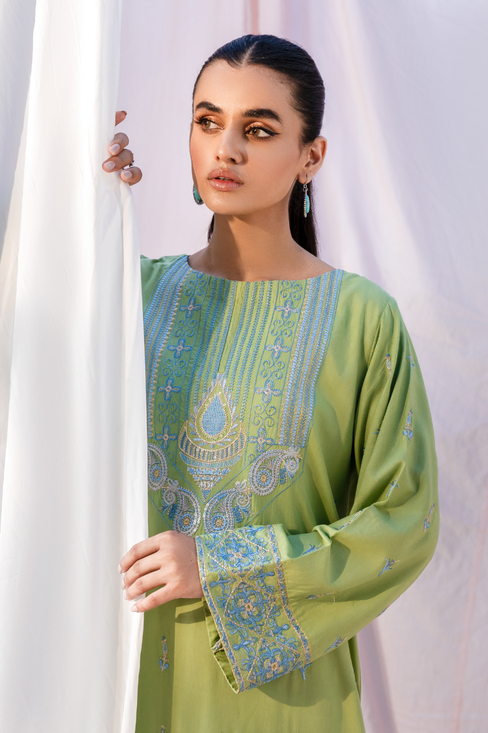 2 PC Stitched | Linen Embroidered Shirt + Trouser