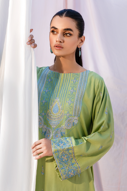 2 PC Stitched | Linen Embroidered Shirt + Trouser