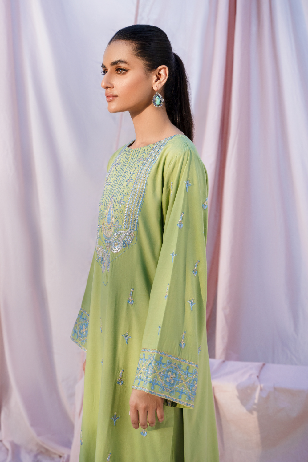 2 PC Stitched | Linen Embroidered Shirt + Trouser