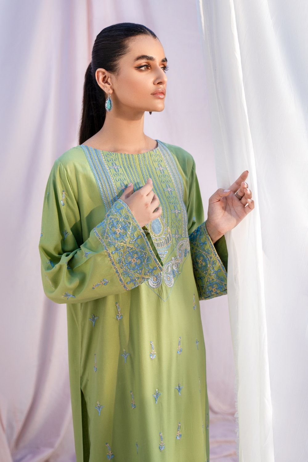 2 PC Stitched | Linen Embroidered Shirt + Trouser