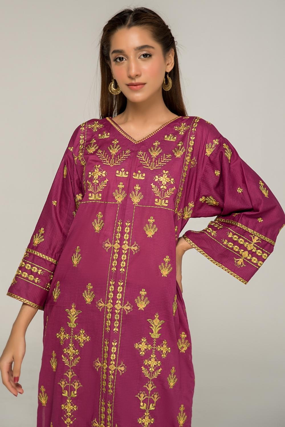 2 PC Stitched | Single Pik Cotton Embroided Shirt + Trouser