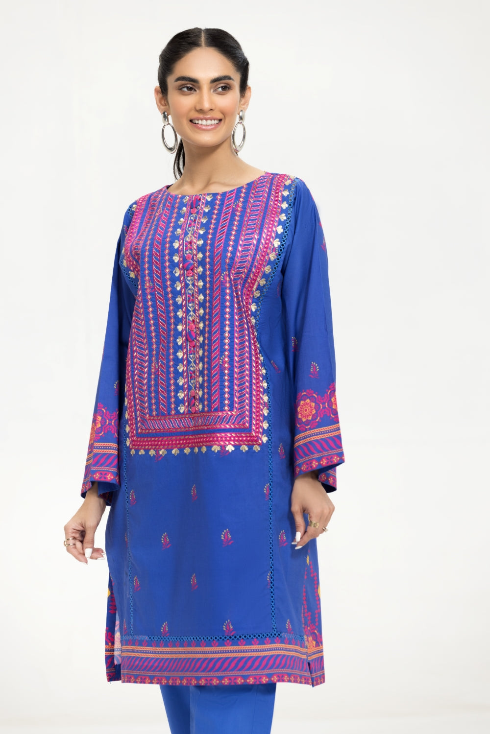 2 PC Stitched | Emborided+ Printed Shirt + Dyed Trouser