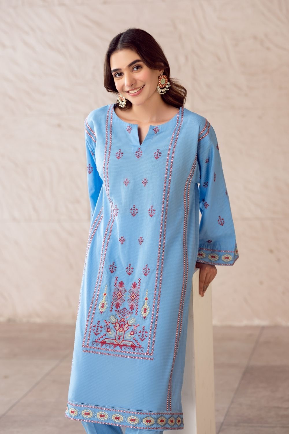 2 PC Stitched | Cotton Embroided Shirt + Trouser