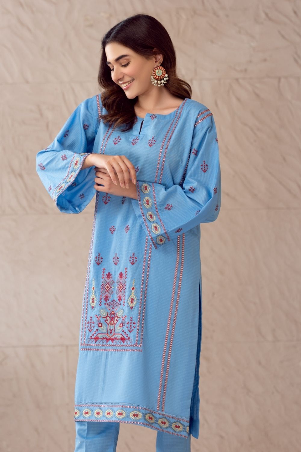 2 PC Stitched | Cotton Embroided Shirt + Trouser