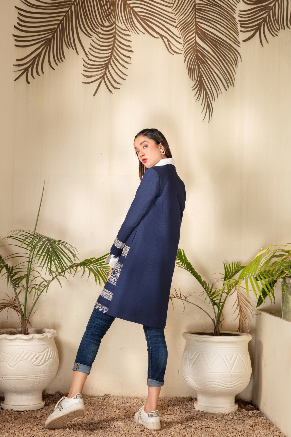 1 PC Stitched | Cotton Emborided long Jacket