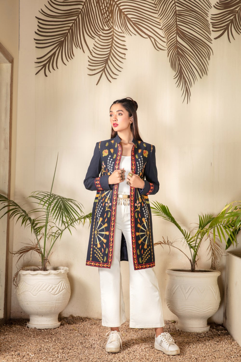 1 PC Stitched | Cotton Emborided long Jacket