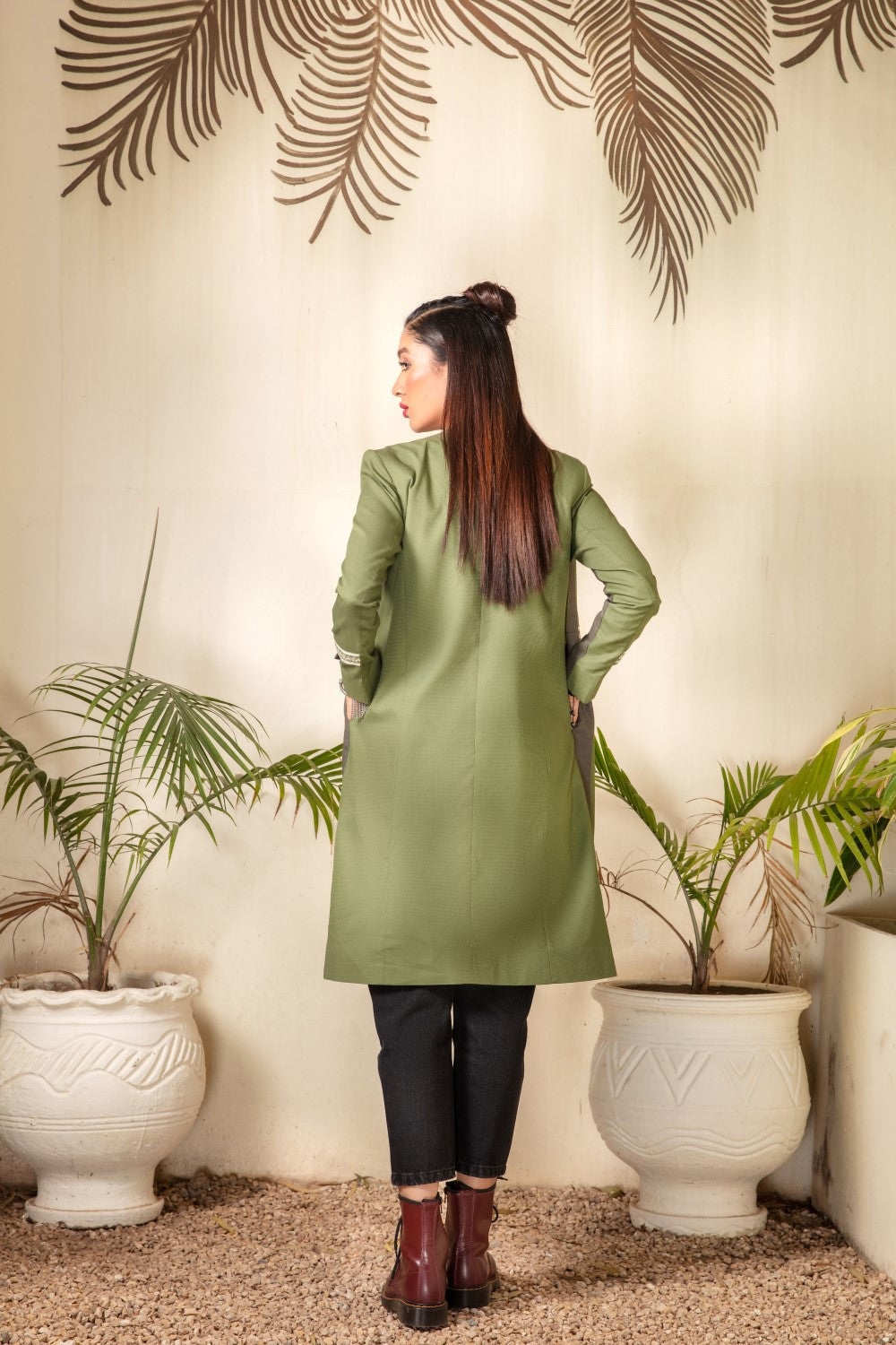 1 PC Stitched | Cotton Emborided long Jacket