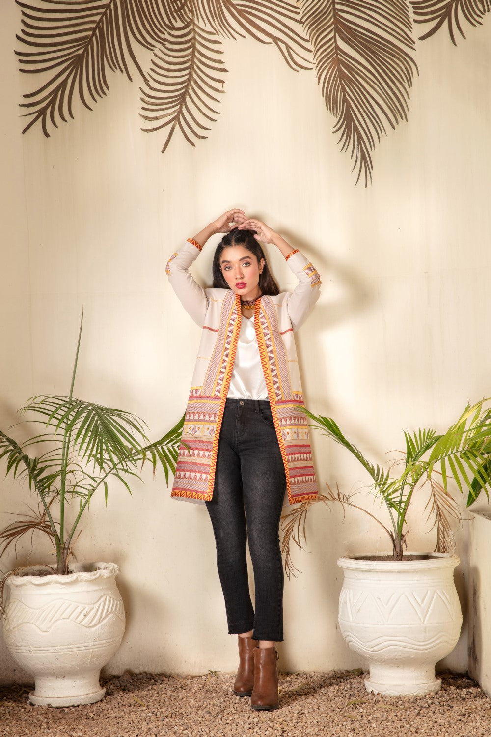 1 PC Stitched | Cotton Emborided long Jacket