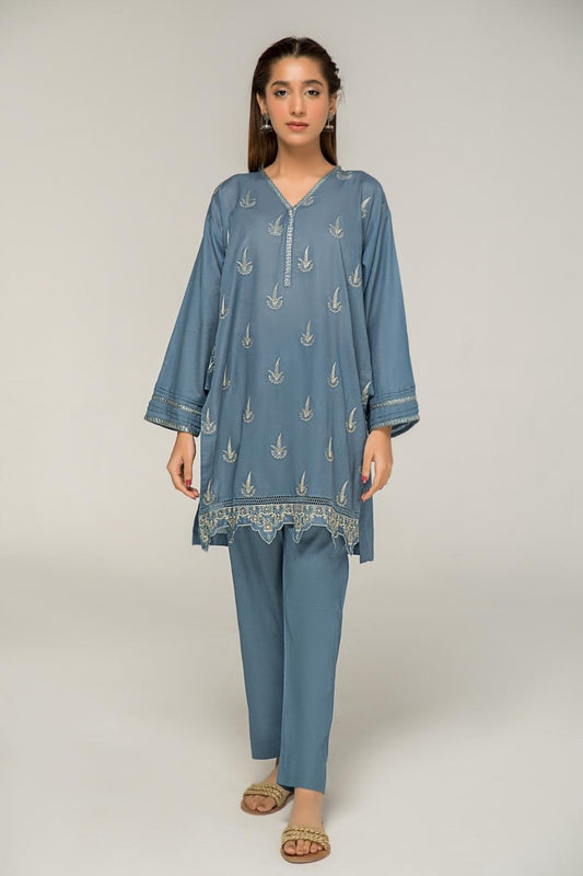 2 PC Stitched | Embroided Lawn Shirt + Trouser
