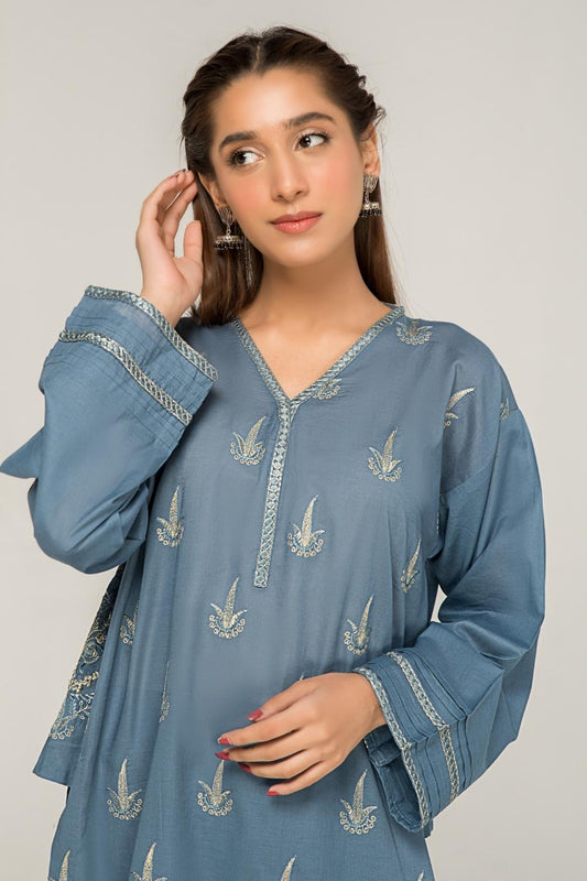 2 PC Stitched | Embroided Lawn Shirt + Trouser