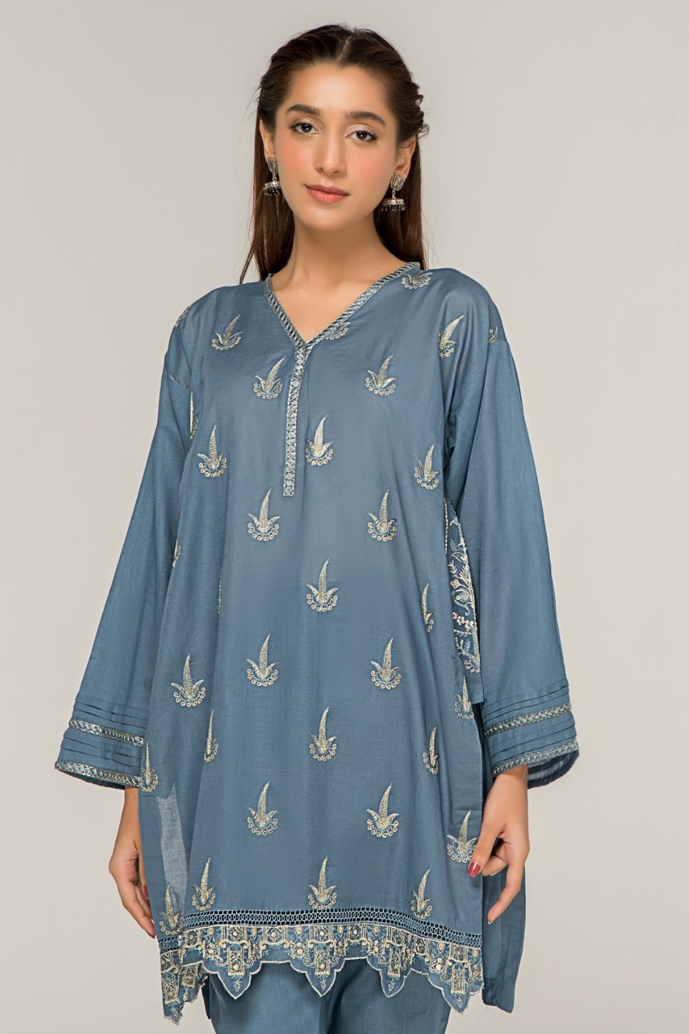 2 PC Stitched | Embroided Lawn Shirt + Trouser