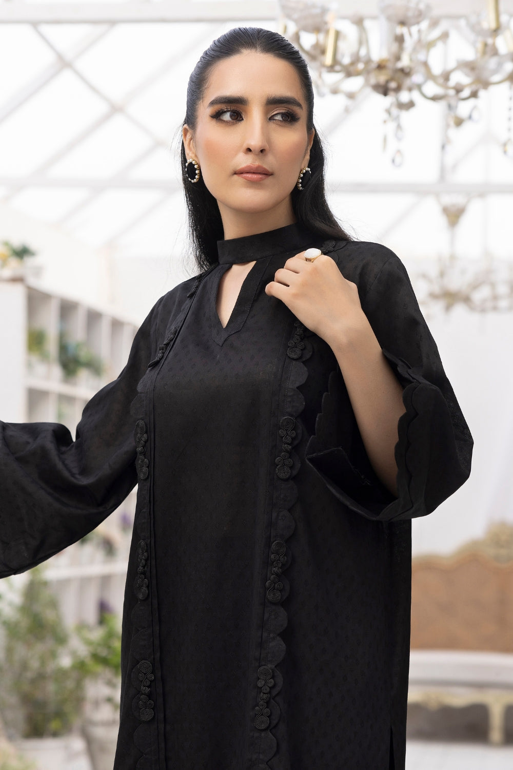 2 PC Stitched | Embroidered Jacquard Cotton Shirt+ Trouser