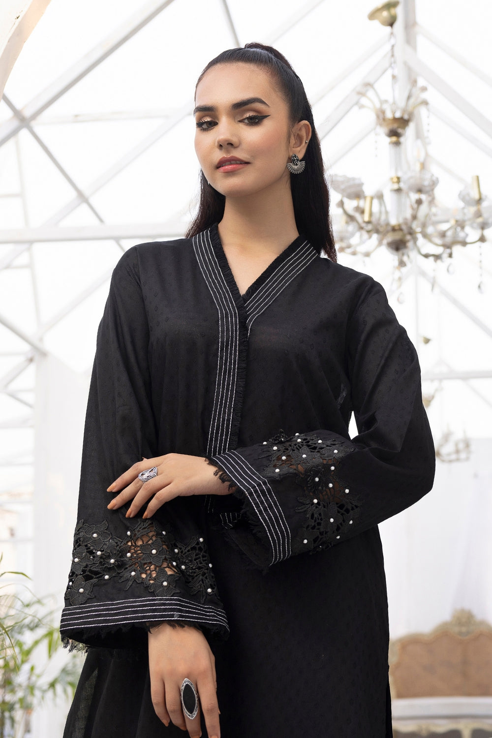 2 PC Stitched | Embroidered Jacquard Cotton Shirt+ Trouser