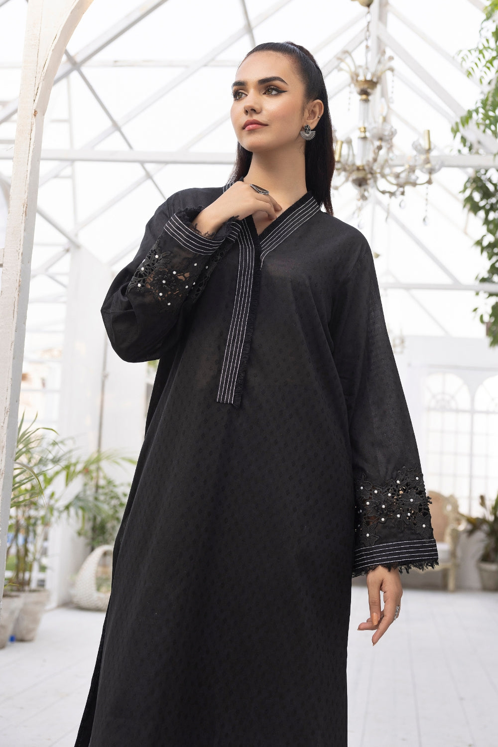 2 PC Stitched | Embroidered Jacquard Cotton Shirt+ Trouser