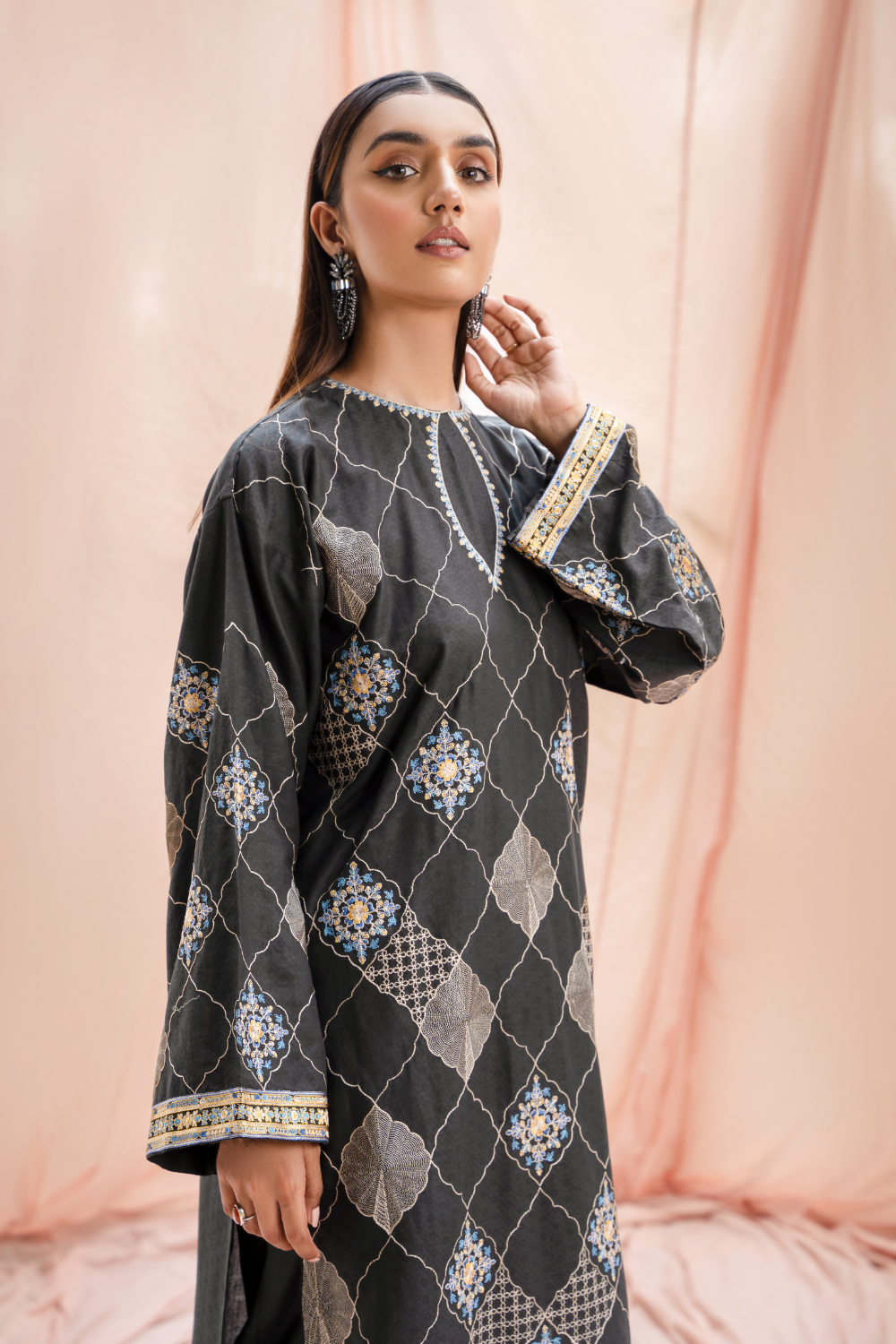 1 PC Stitched | Jacquard Embroidered Shirt