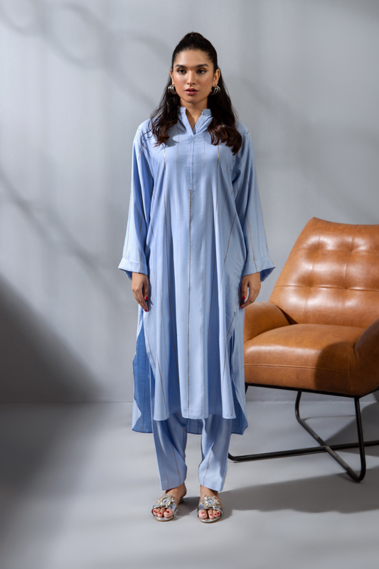 2 PC Stitched |  Yarn Dyed Fancy Jacquard Shirt  + Trouser