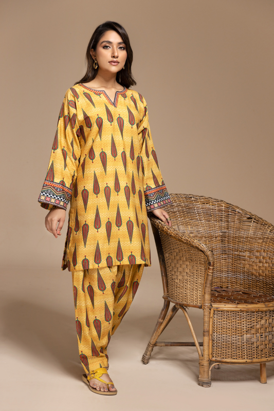 2 PC Stitched | Khaddar Printed Shirt + Trouser