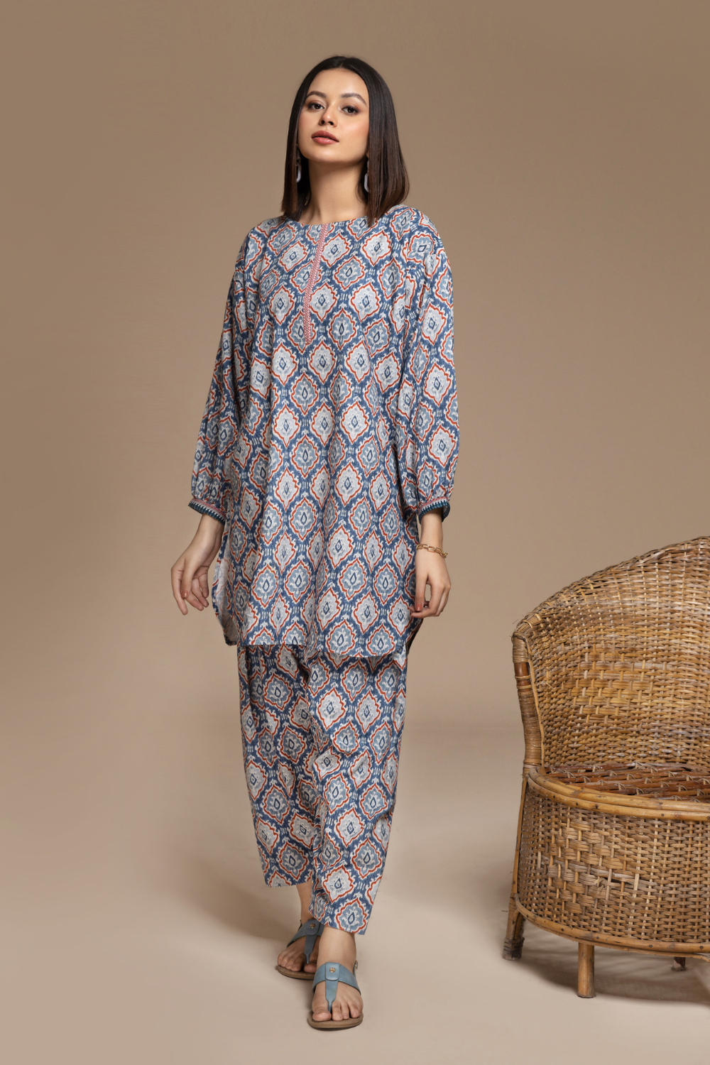 2  PC Stitched |Digital Printed Khaddar Shirt + Shalwar