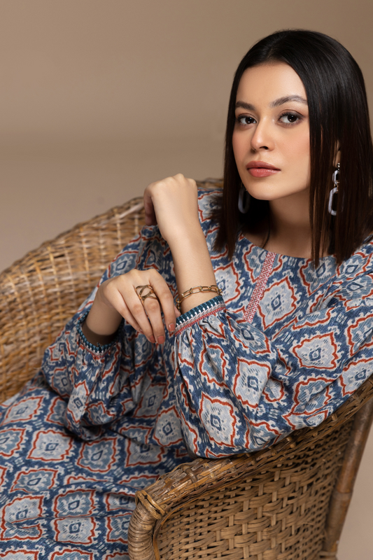 2  PC Stitched |Digital Printed Khaddar Shirt + Shalwar