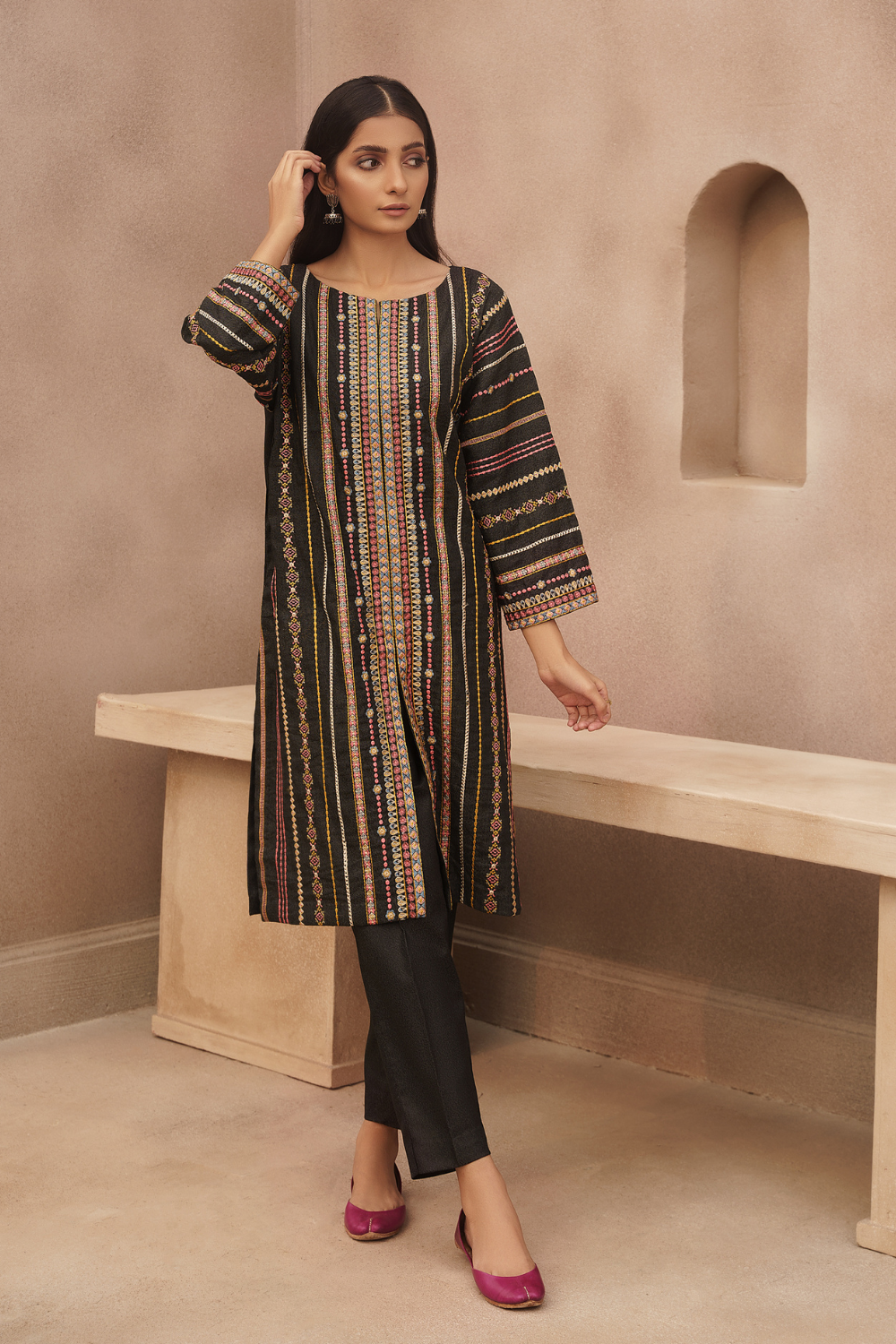 2 PC Stitched | Embroidered  Karandi Shirt + Trouser