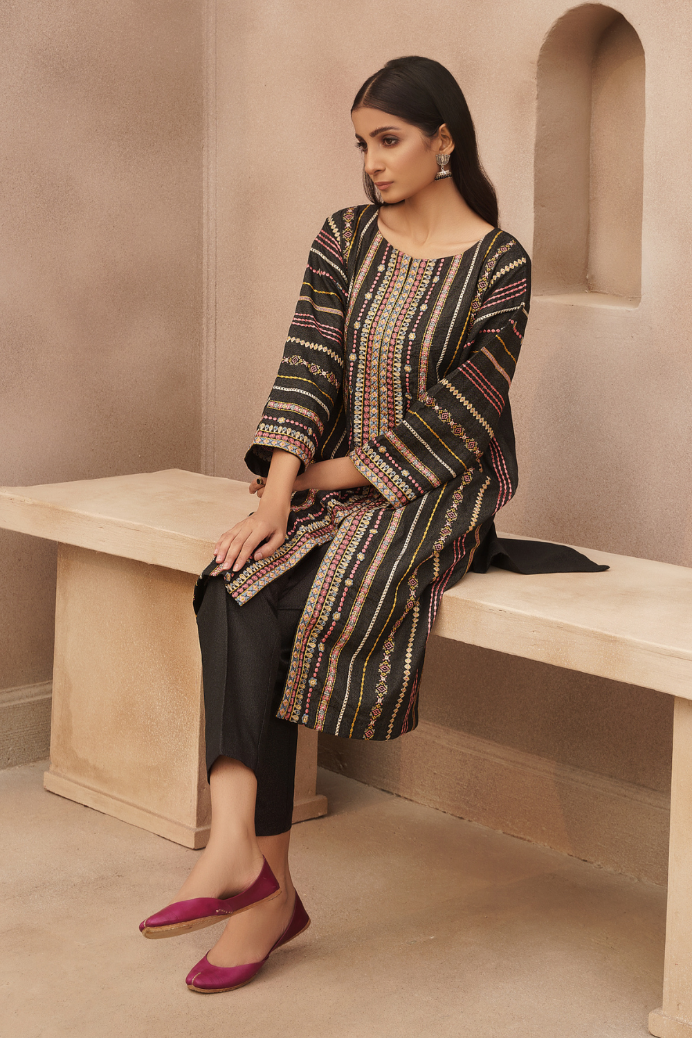 2 PC Stitched | Embroidered  Karandi Shirt + Trouser