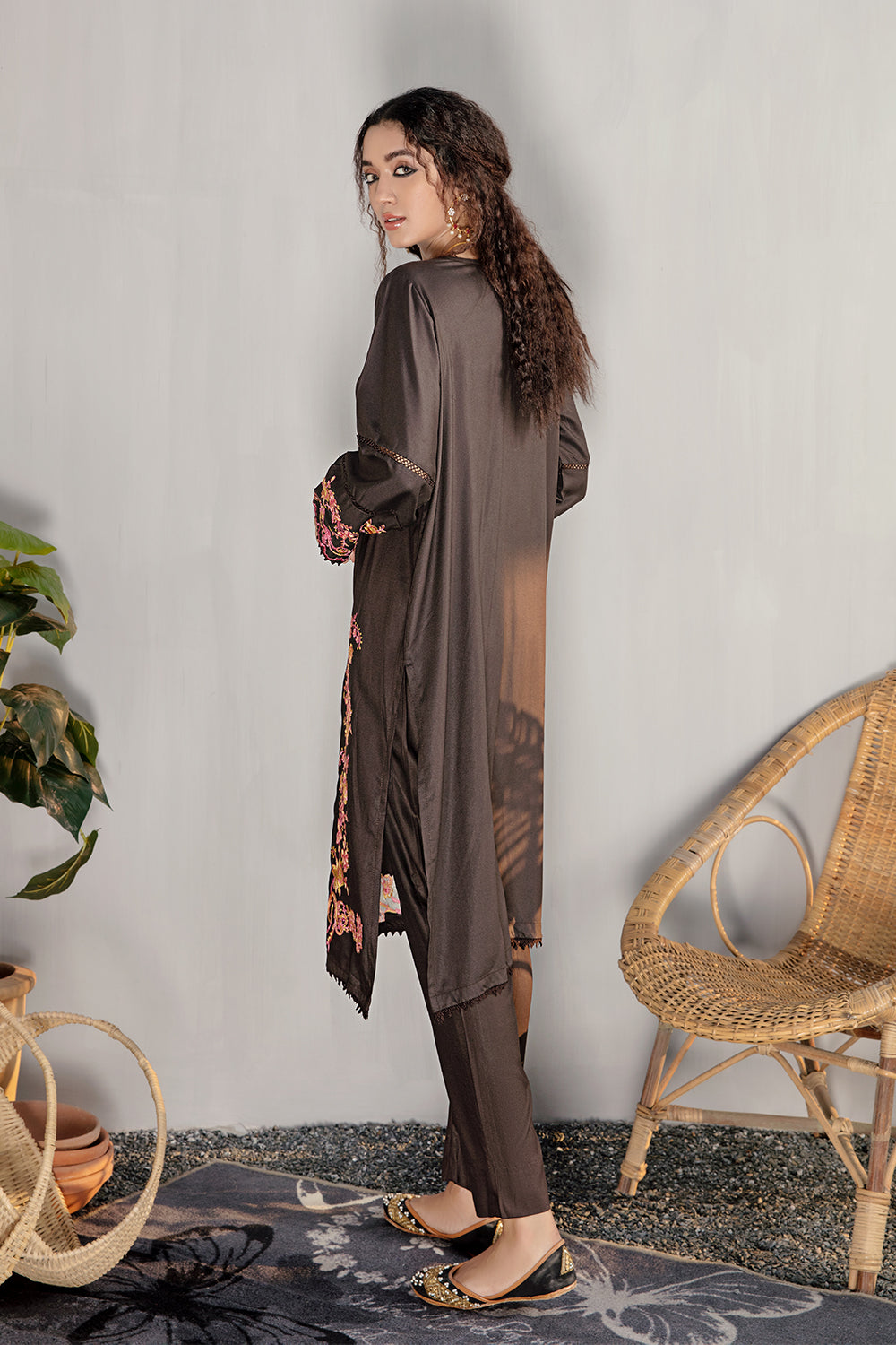 2 PC Stitched Embroidered Suit