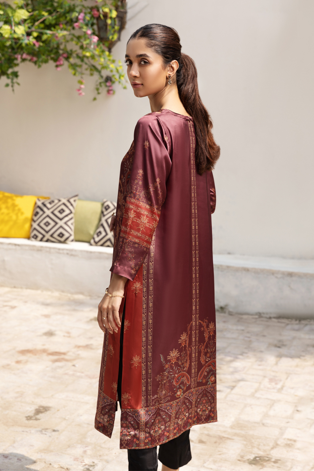 1 PC Stitched  | Silk Tunic Printed Long Shirt