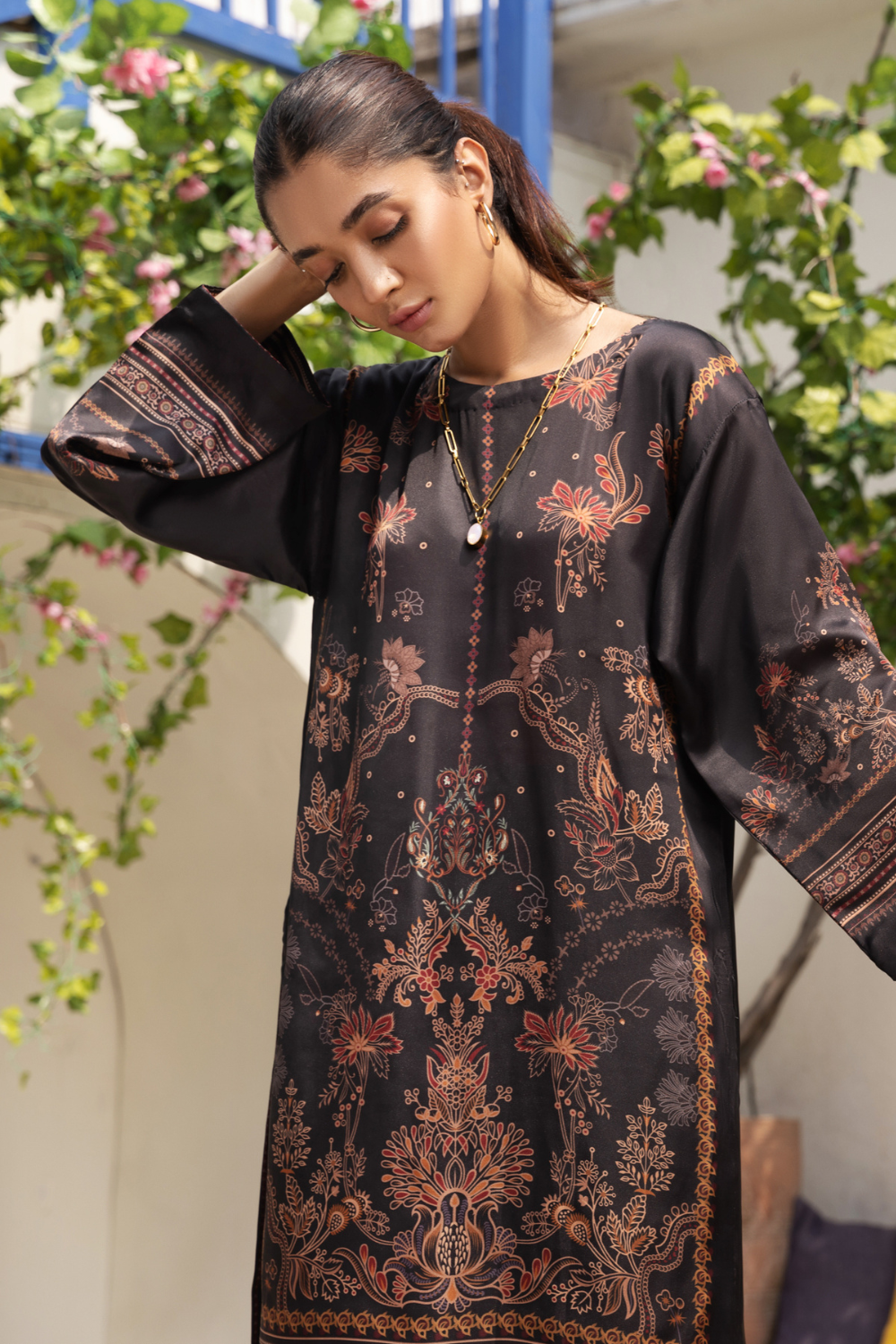 1 PC Stitched  | Silk Tunic Printed Long Shirt