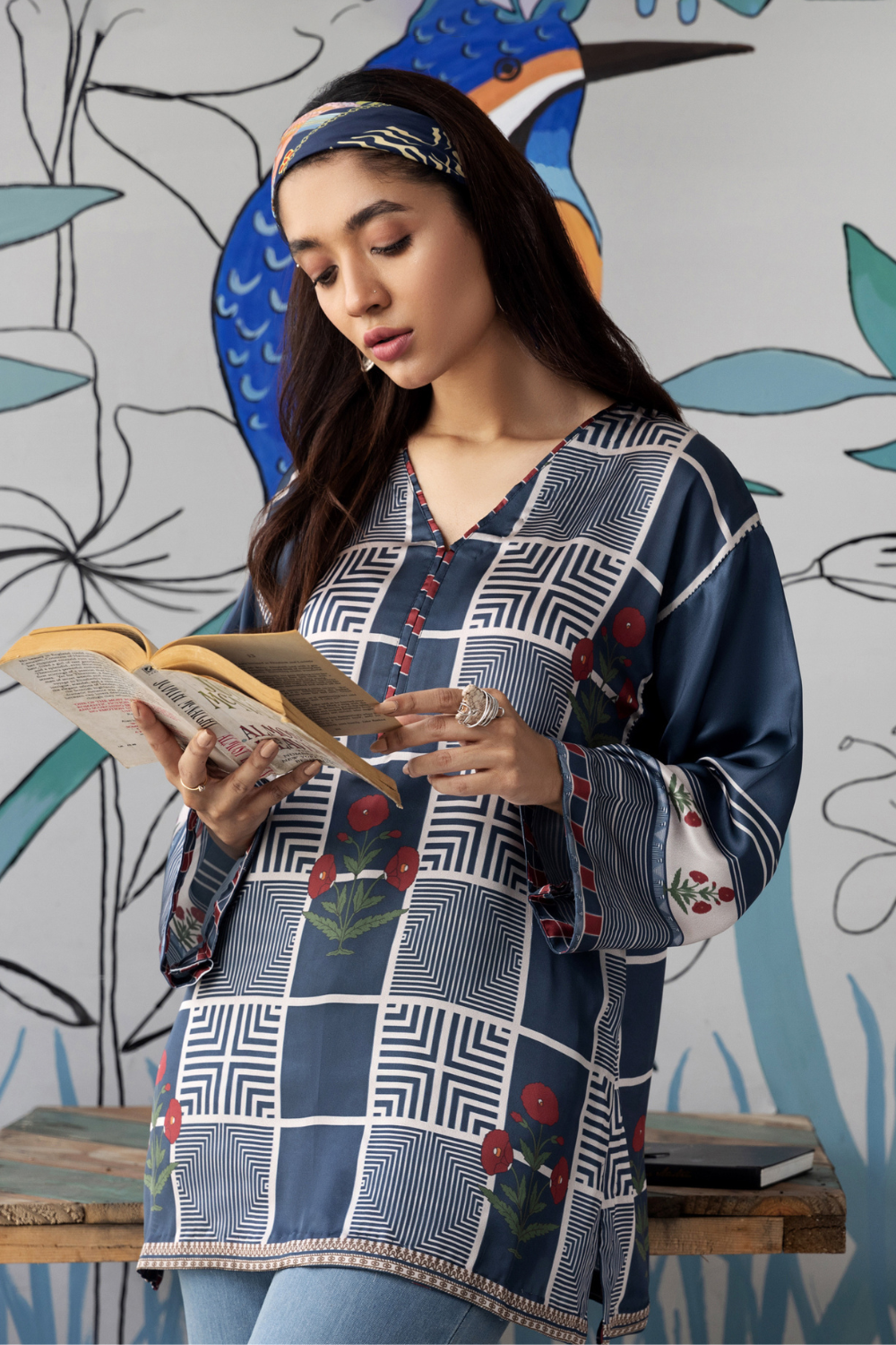 1 PC Stitched | Silk Tunic Printed Short Shirt