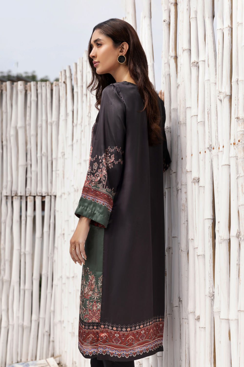 1 PC Stitched  | Silk Tunic Printed Long Shirt