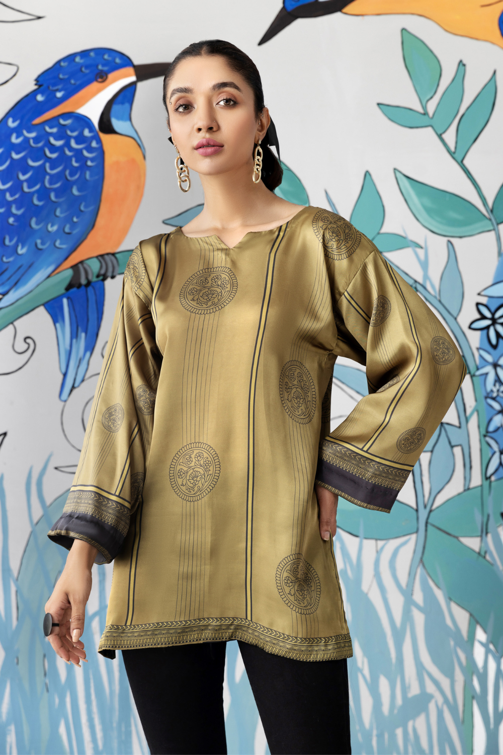 1 PC Stitched | Silk Tunic Printed Short Shirt