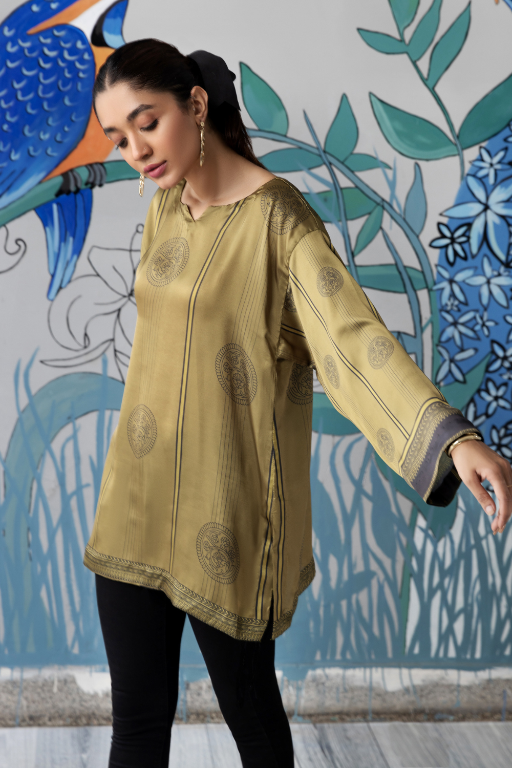 1 PC Stitched | Silk Tunic Printed Short Shirt