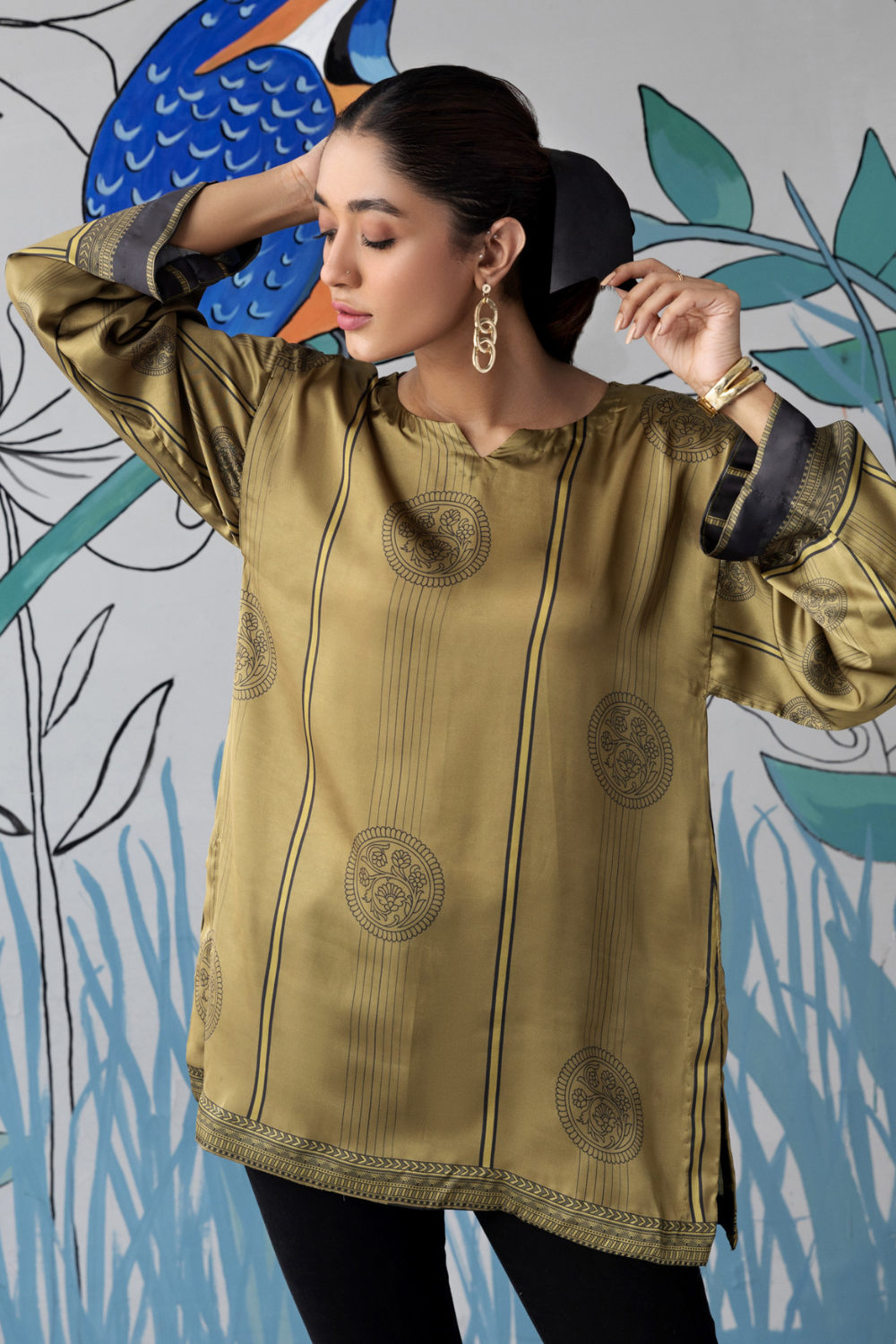 1 PC Stitched | Silk Tunic Printed Short Shirt