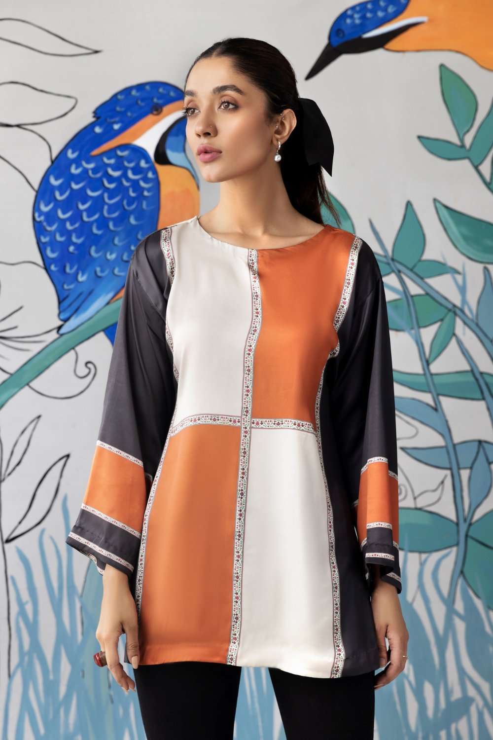 1 PC Stitched | Silk Tunic Printed Short Shirt