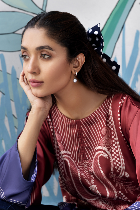 1 PC Stitched | Silk Tunic Printed Short Shirt