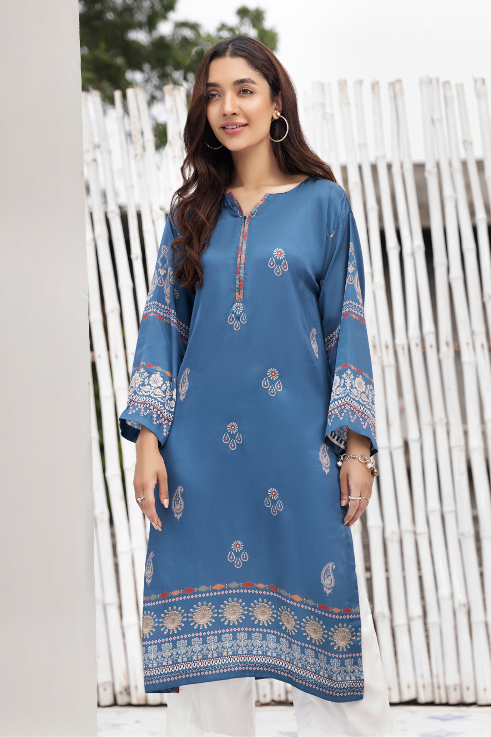 1 PC Stitched | Silk Tunic Printed Long Shirt